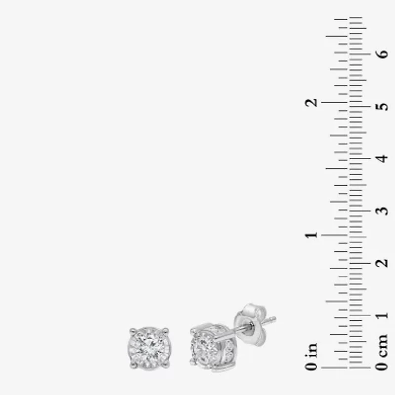Tru Miracle 1 CT. T.W. Natural Diamond Round Stud Earrings 14K Gold