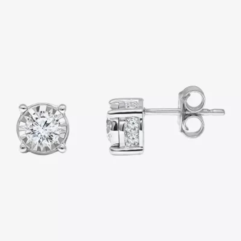 Tru Miracle 1 CT. T.W. Natural Diamond Round Stud Earrings 14K Gold