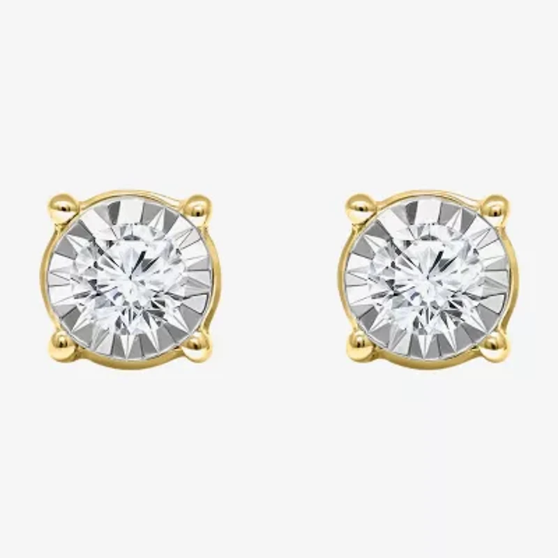 Tru Miracle 1 CT. T.W. Natural Diamond Round Stud Earrings in 14K Gold