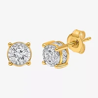 Tru Miracle 1 CT. T.W. Natural Diamond Round Stud Earrings in 14K Gold