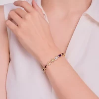 Womens Genuine Multi Color 18K Gold Over Silver Tennis Bracelet