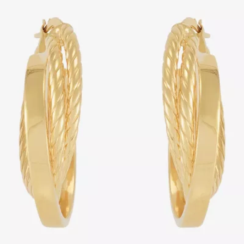 Mia Oro Womens 14K Gold 30mm Round Hoop Earrings