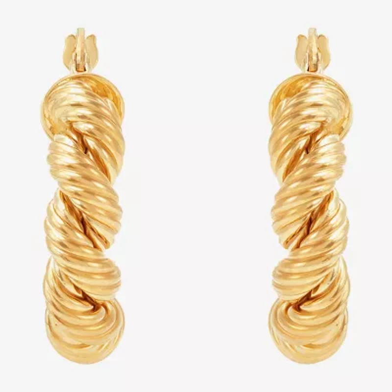 Mia Oro Womens 14K Gold 22mm Round Hoop Earrings