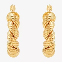 Mia Oro Womens 14K Gold 22mm Round Hoop Earrings