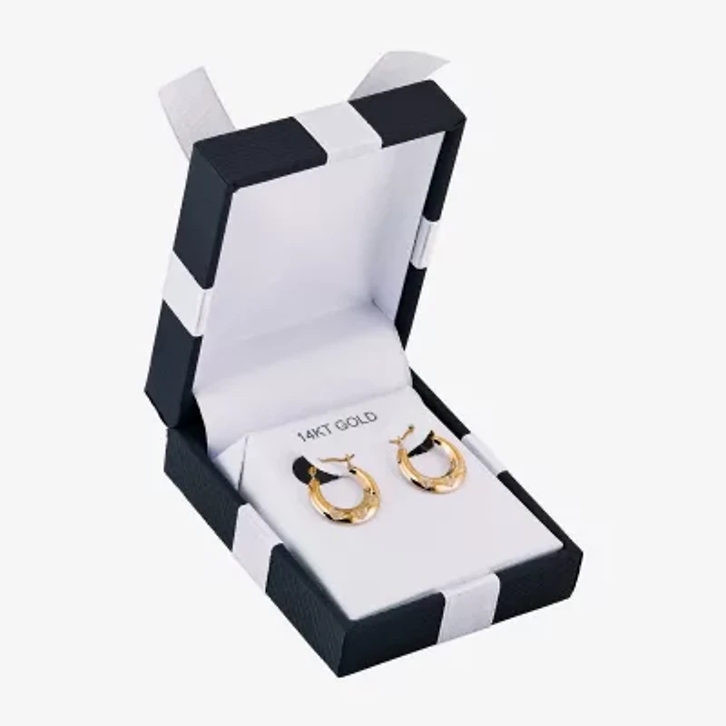Womens 14K Gold 14.5mm Heart Hoop Earrings