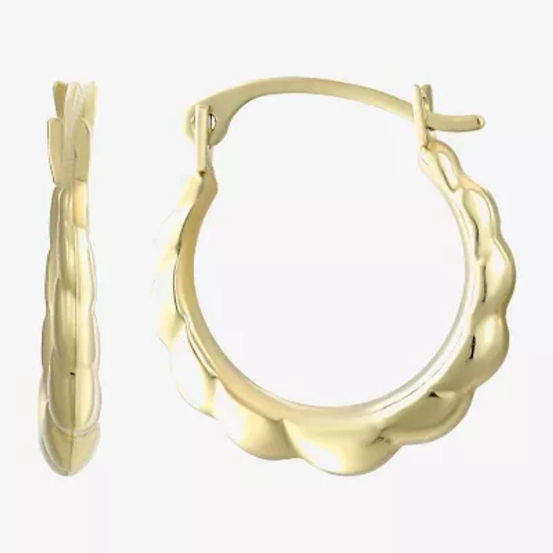 Small Scalloped Edge Hoop Earrings 10K Gold