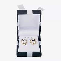 Womens 14K Gold 16.5mm Heart Hoop Earrings