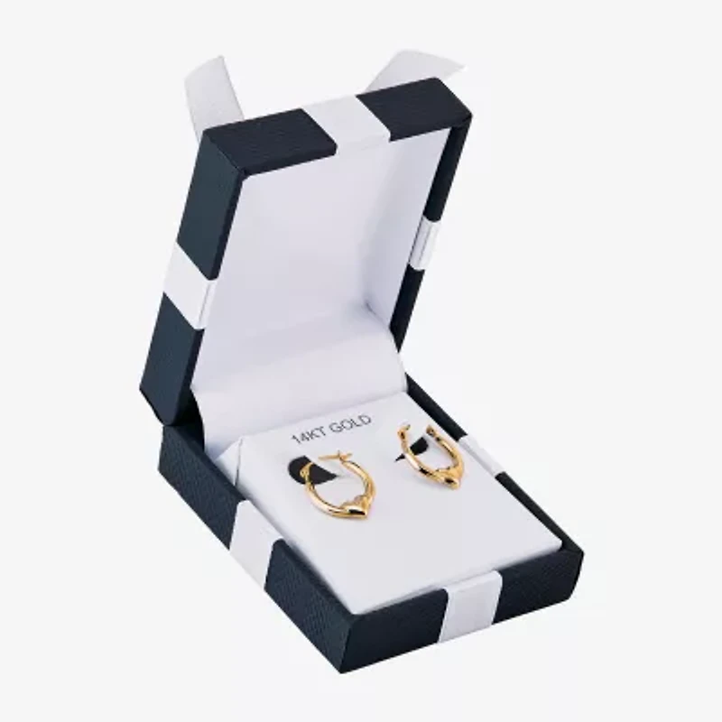 Womens 14K Gold 16.5mm Heart Hoop Earrings