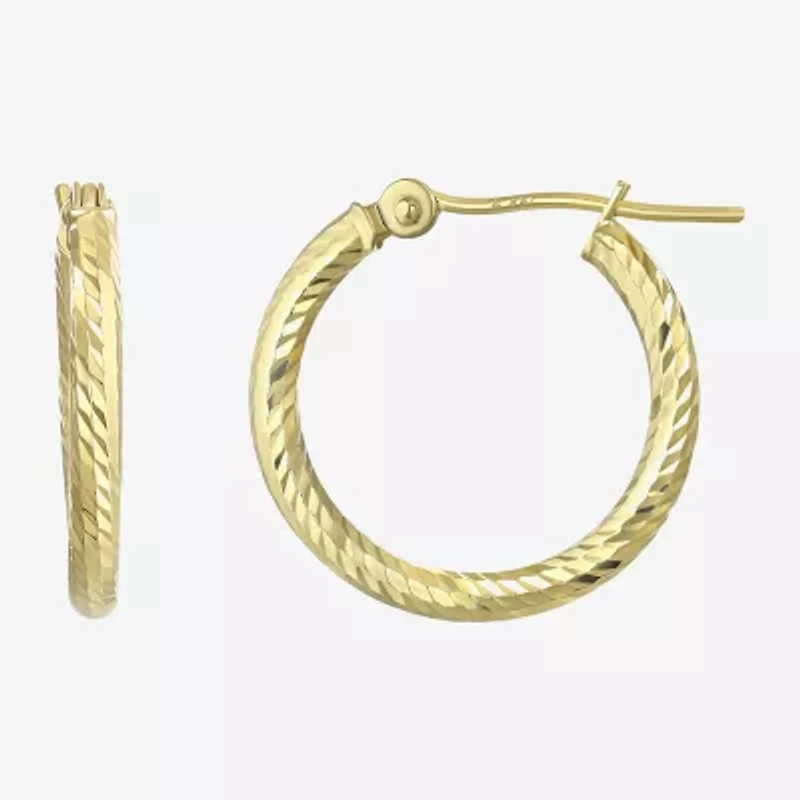 Diamond Cut Womens 14K Gold 18mm Hoop Earrings