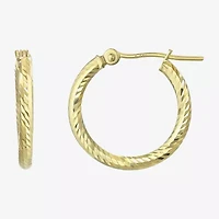 Diamond Cut Womens 14K Gold 18mm Hoop Earrings