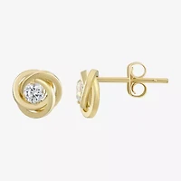 Cubic Zirconia Love Knot Earrings 14K Gold