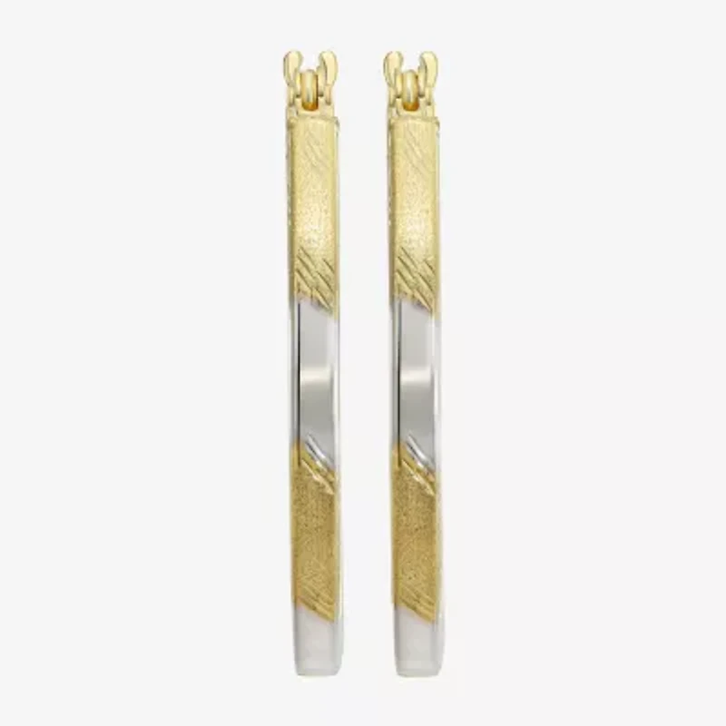 Two-Tone 14K Gold Oval Hoop Earrings