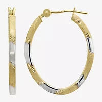 Two-Tone 14K Gold Oval Hoop Earrings