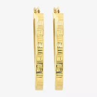 14K Yellow Gold Diamond-Cut Oval Hoop Earrings