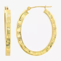 14K Yellow Gold Diamond-Cut Oval Hoop Earrings