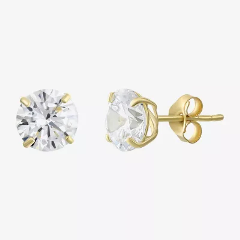 Cubic Zirconia 10K Gold 6mm Stud Earrings