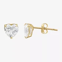 Heart Cubic Zirconia 10K Gold Stud Earrings