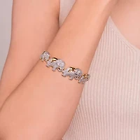 Diamond-Accent Elephant Hinged Bangle Bracelet