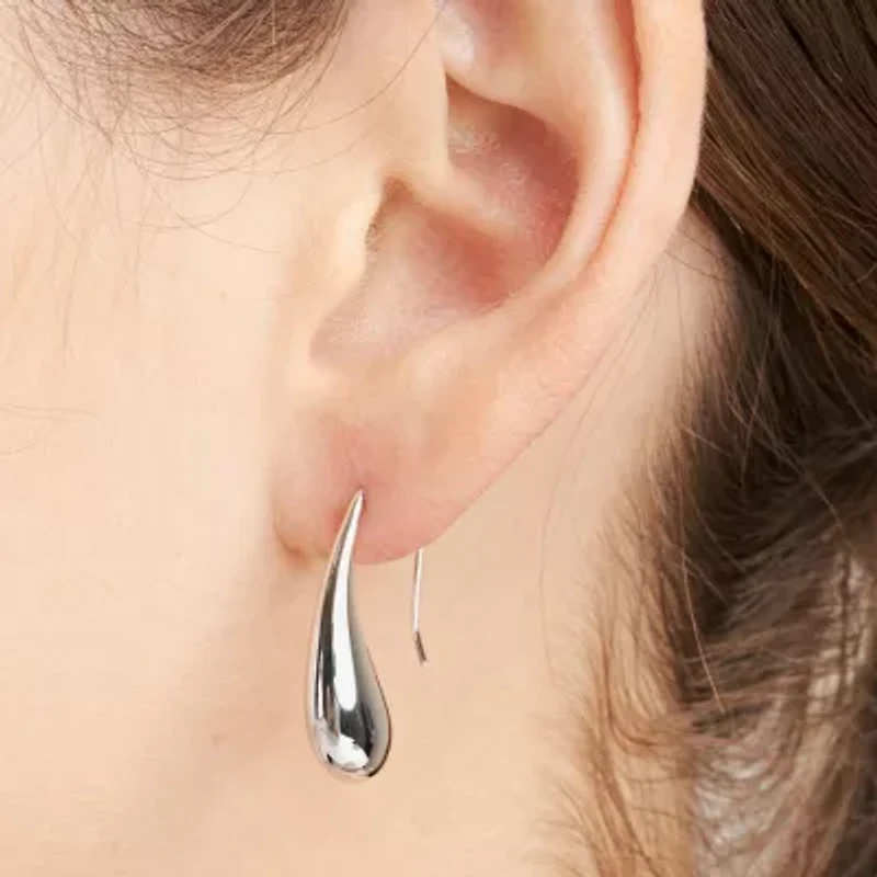 Teardrop Womens Sterling Silver Drop Earrings