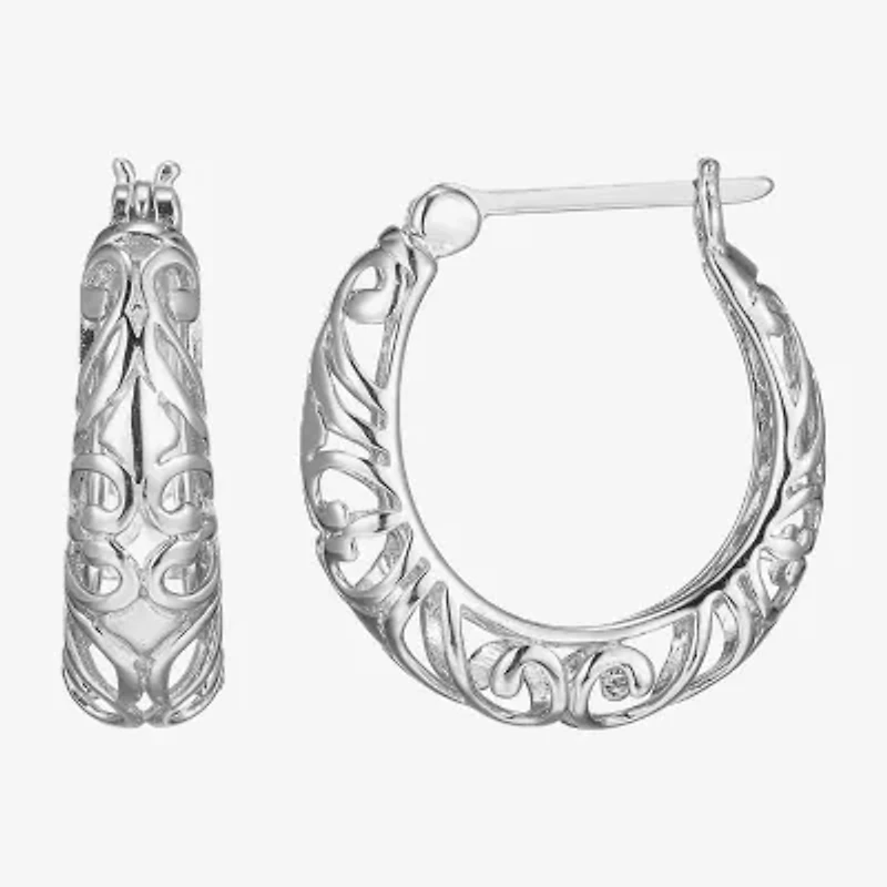 Womens Sterling Silver 20.8mm Hoop Earrings