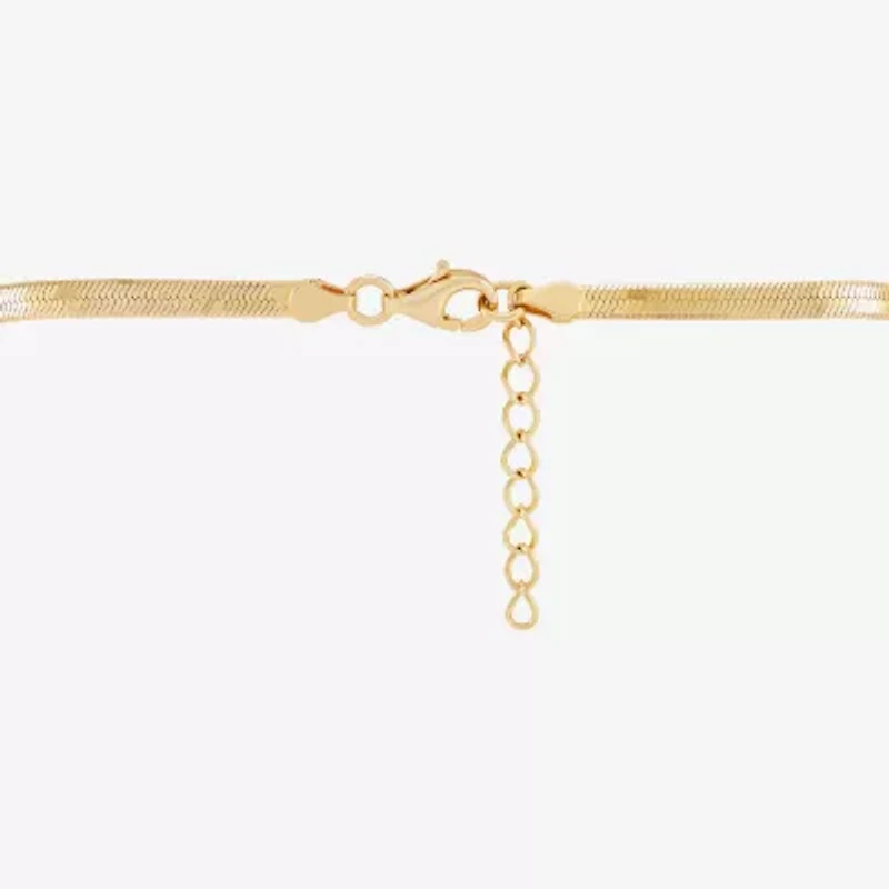 (G-H / Si1-I1) Womens 14K Gold Over Silver Sterling Silver 7.5 Inch Herringbone Chain Bracelet