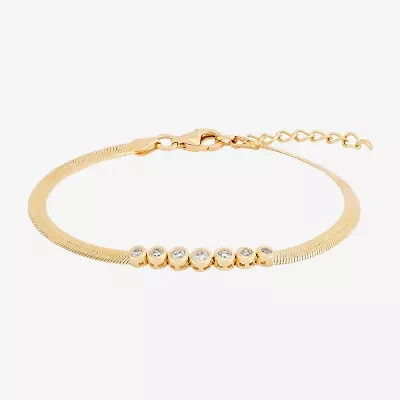 (G-H / Si1-I1) Womens 14K Gold Over Silver Sterling Silver 7.5 Inch Herringbone Chain Bracelet