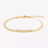 (G-H / Si1-I1) Womens 14K Gold Over Silver Sterling Silver 7.5 Inch Herringbone Chain Bracelet