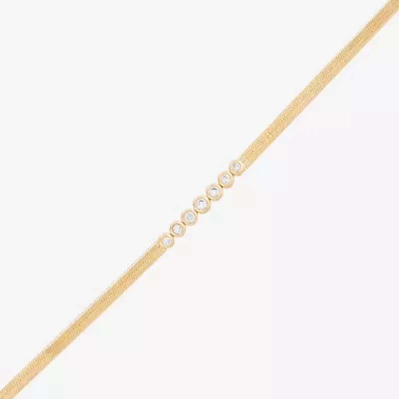 (G-H / Si1-I1) Womens 14K Gold Over Silver Sterling Silver 7.5 Inch Herringbone Chain Bracelet