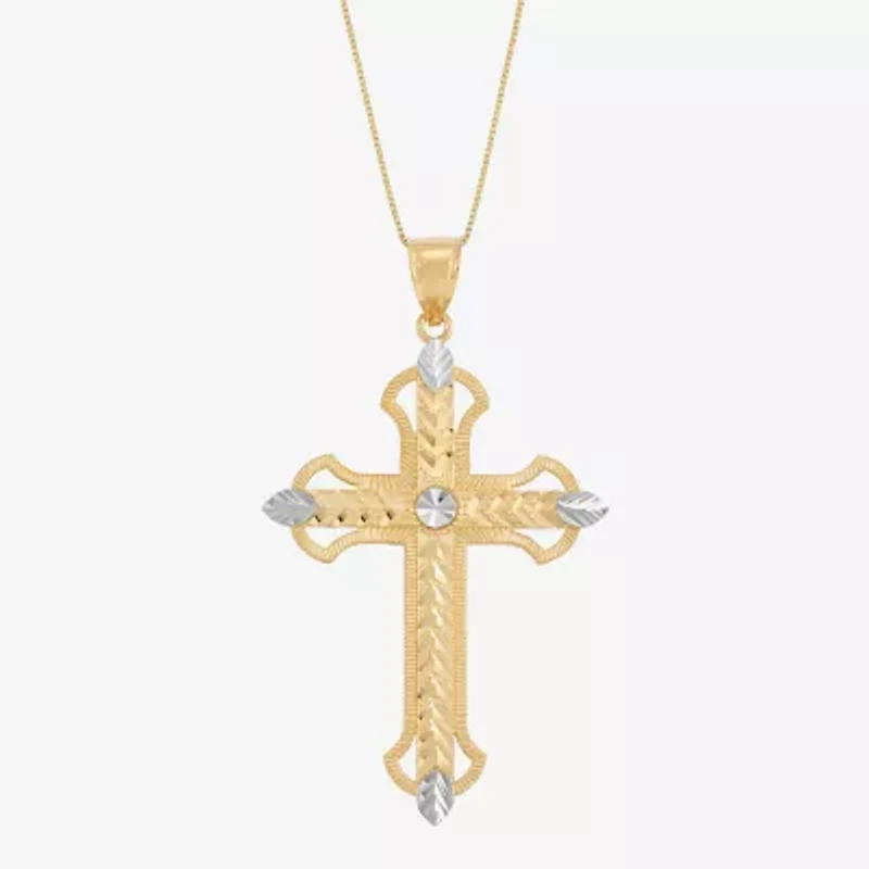 Limited Quantities! Womens 10K Gold Cross 18 Inch Pendant Necklace