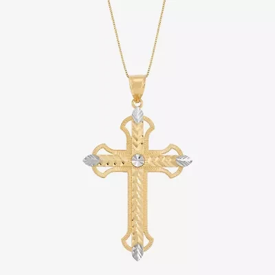 Limited Quantities! Womens 10K Gold Cross 18 Inch Pendant Necklace