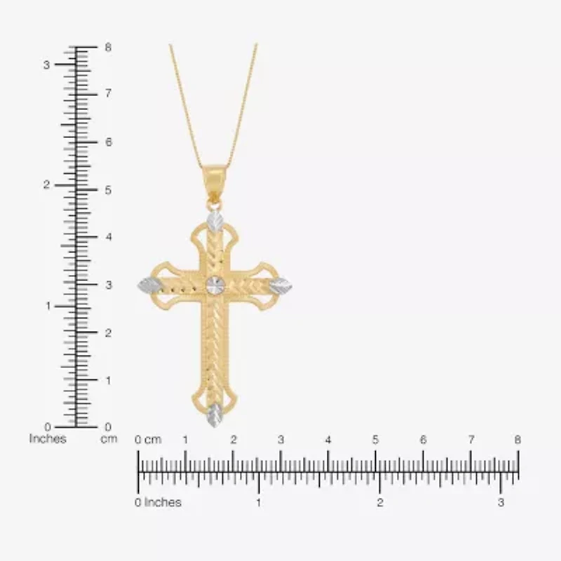 Limited Quantities! Womens 10K Gold Cross 18 Inch Pendant Necklace