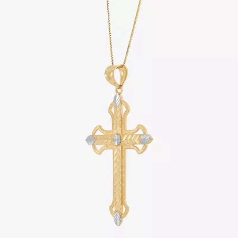 Limited Quantities! Womens 10K Gold Cross 18 Inch Pendant Necklace