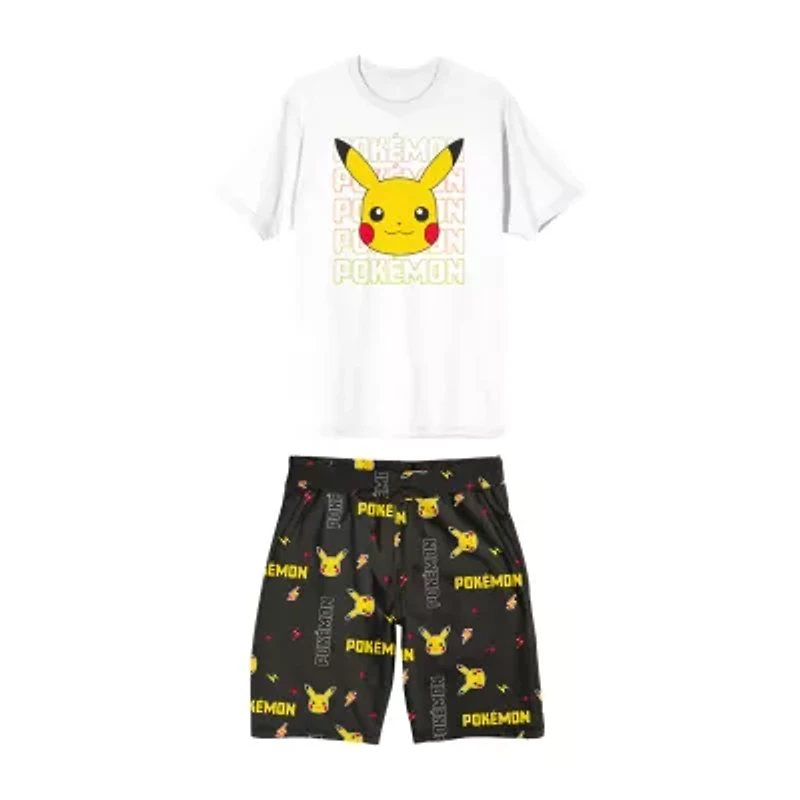 Pokemon Mens Crew Neck Short Sleeve 2-pc. Pajama Sets