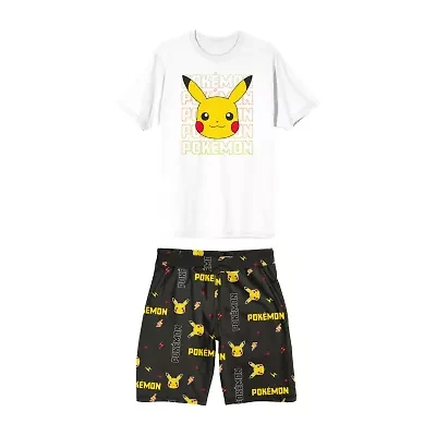 Pokemon Mens Crew Neck Short Sleeve 2-pc. Pajama Sets
