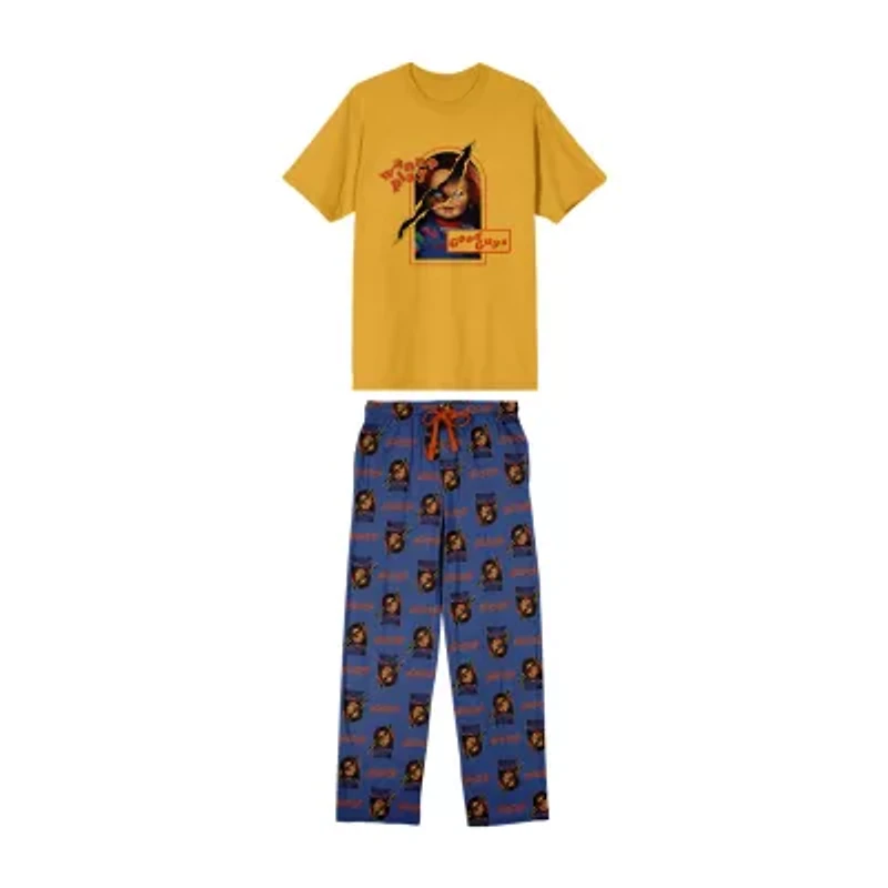 Chucky Mens Crew Neck Short Sleeve 2-pc. Pajama Sets