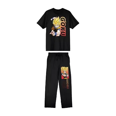 Dragon Ball Mens Crew Neck Short Sleeve 2-pc. Pajama Sets