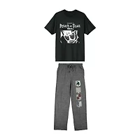 Attack On Titan Mens Crew Neck Short Sleeve 2-pc. Pajama Sets
