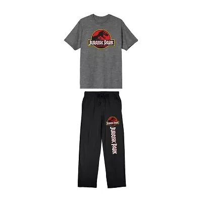 Jurassic Park Mens Crew Neck Short Sleeve 2-pc. Pajama Sets
