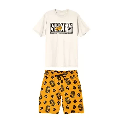 Garfield Mens Crew Neck Short Sleeve 2-pc. Pajama Sets