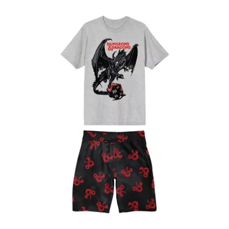 Dungeons And Dragons Mens Crew Neck Short Sleeve 2-pc. Pajama Sets