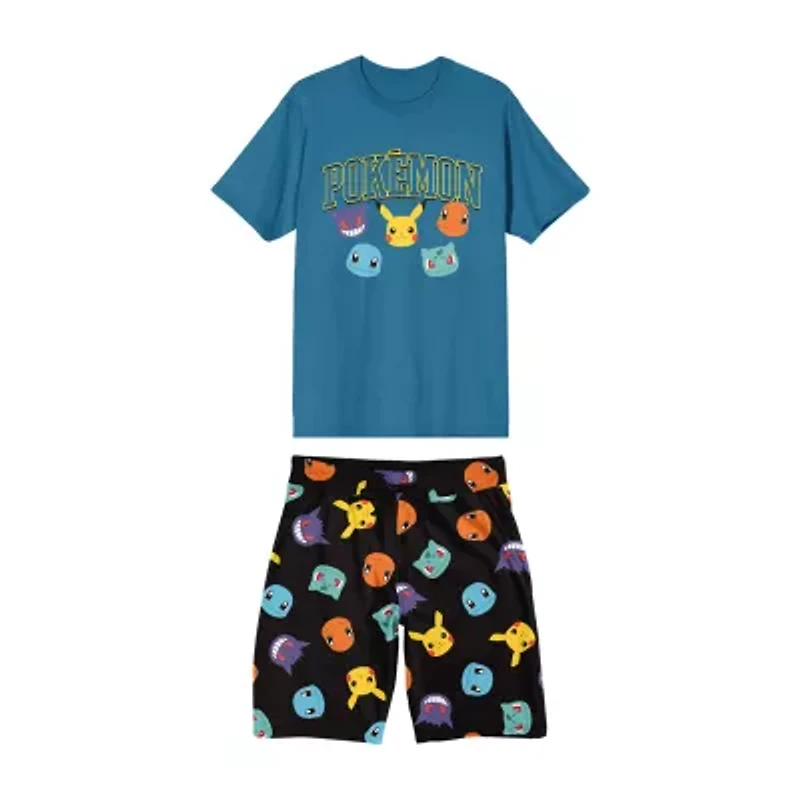 Pokemon Mens Crew Neck Short Sleeve 2-pc. Pajama Sets