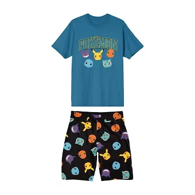 Pokemon Mens Crew Neck Short Sleeve 2-pc. Pajama Sets