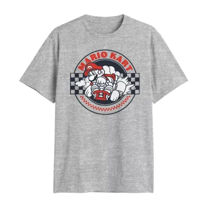 Mens Crew Neck Short Sleeve Regular Fit Super Mario Big and Tall Graphic T-Shirt