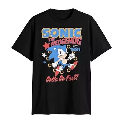 Mens Crew Neck Short Sleeve Regular Fit Sonic the Hedgehog Big and Tall Graphic T-Shirt
