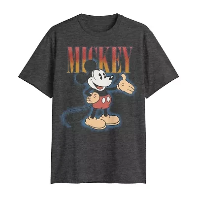 Mens Crew Neck Short Sleeve Regular Fit Mickey Mouse Big and Tall Graphic T-Shirt