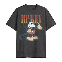 Mens Crew Neck Short Sleeve Regular Fit Mickey Mouse Big and Tall Graphic T-Shirt