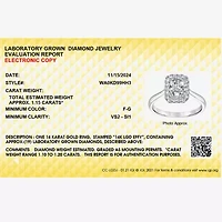 Effy  (G / Vs2-Si1) Womens 1 CT. T.W. Lab Grown White Diamond 14K White Gold Rectangular Round Halo Engagement Ring