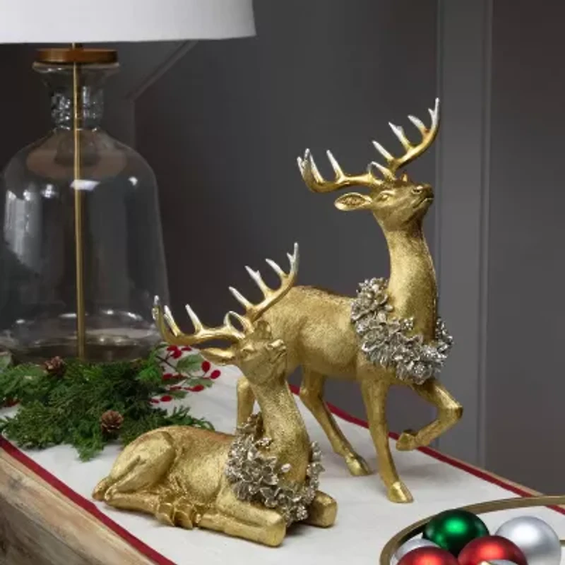 Northlight Reindeer With Wreaths 2-pc. Christmas Tabletop Decor