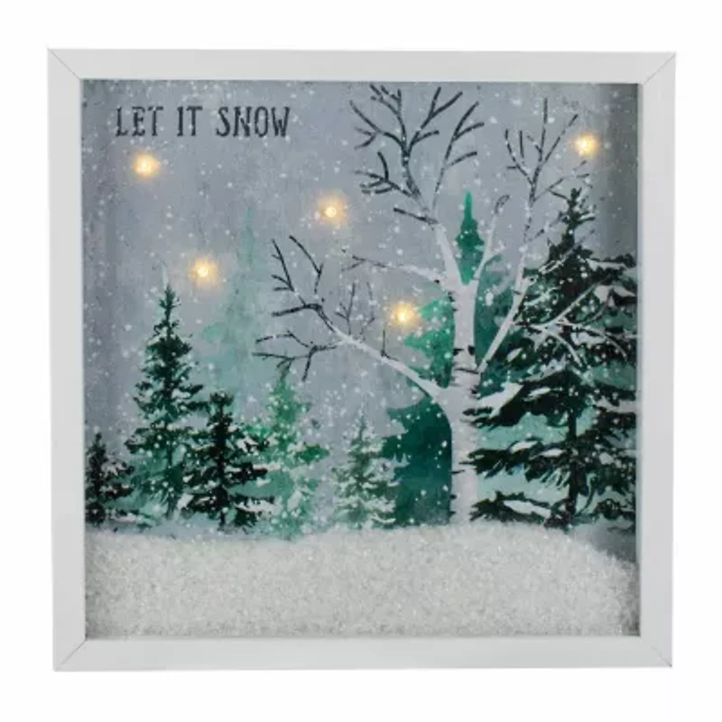 Northlight 10" X 10" Led Snow Winter Canvas Art
