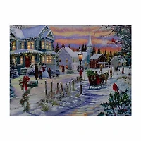 Northlight Led Snowy Village Canvas Wood Wall Art